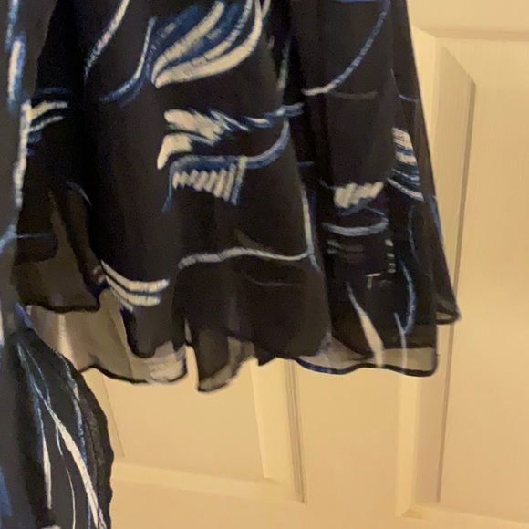 DKNY Blue/Black Wrap Sundress Sleeveless V-neck! High-Low Hemline! - Picture 5 of 8